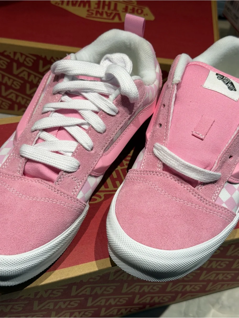 Vans Kids Pink and White Checkerboard Old Skool Sneakers